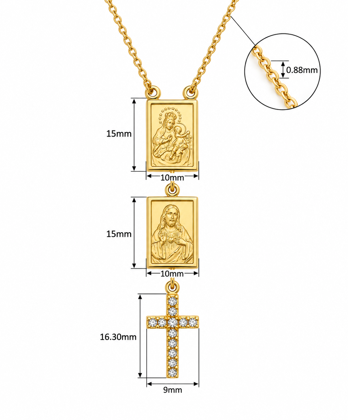 18KT Yellow Gold Scapular Necklace