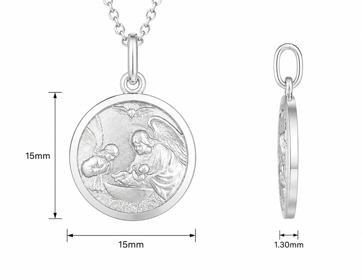9KT White Gold Baptism Medal Pendant
