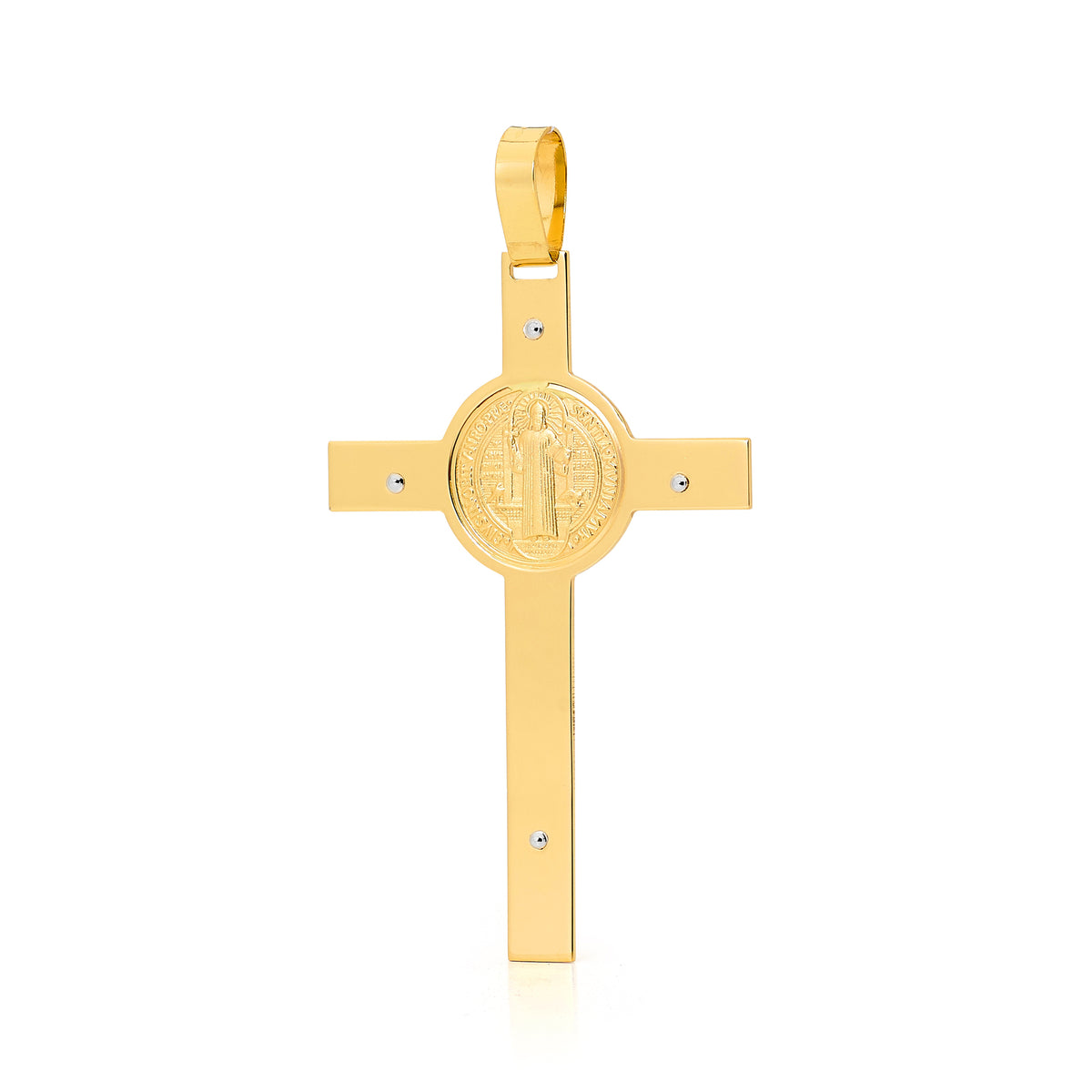 18KT Three-Tone Gold Saint Benedict Crucifix Pendant