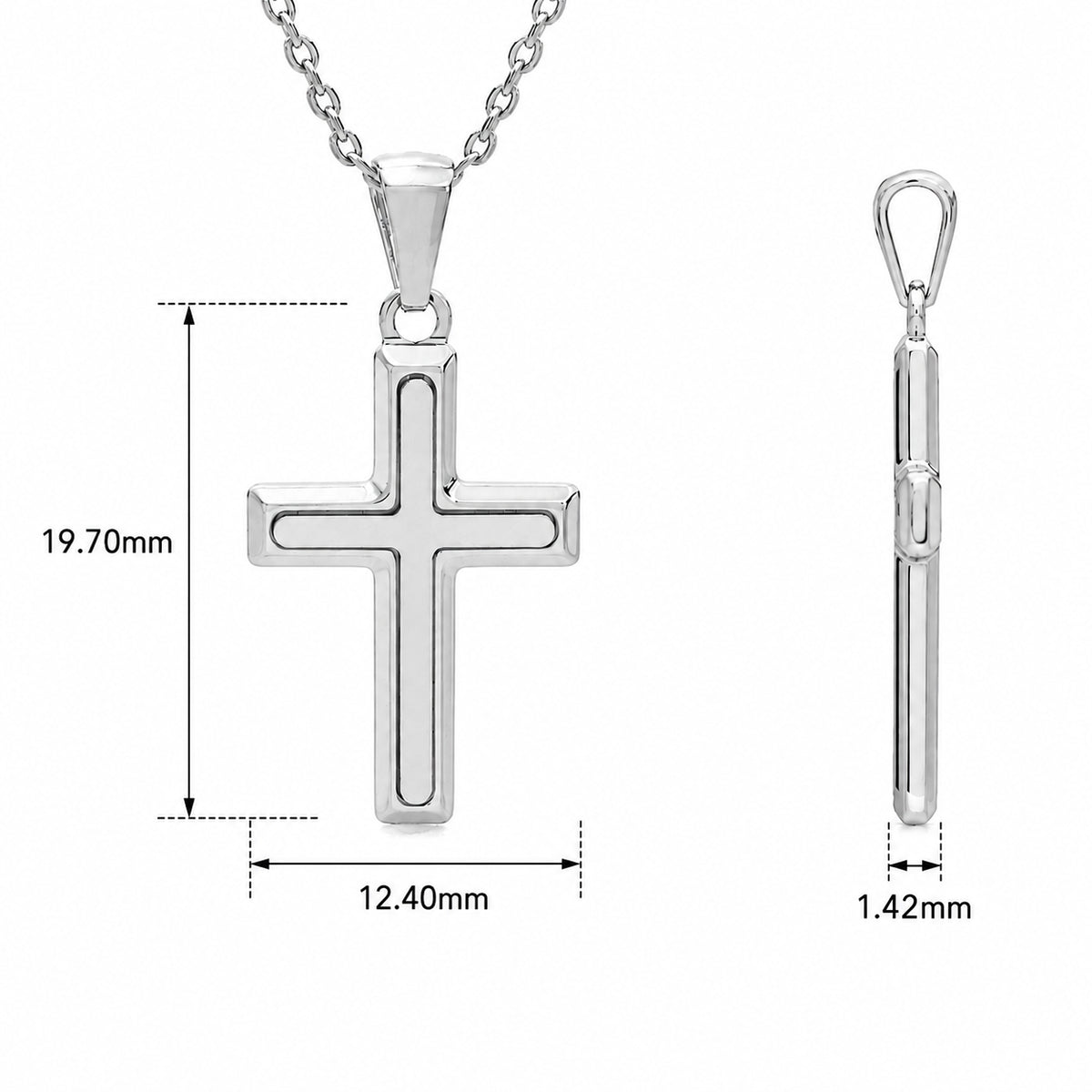 18KT White Gold Square Plain Shape Cross Pendant