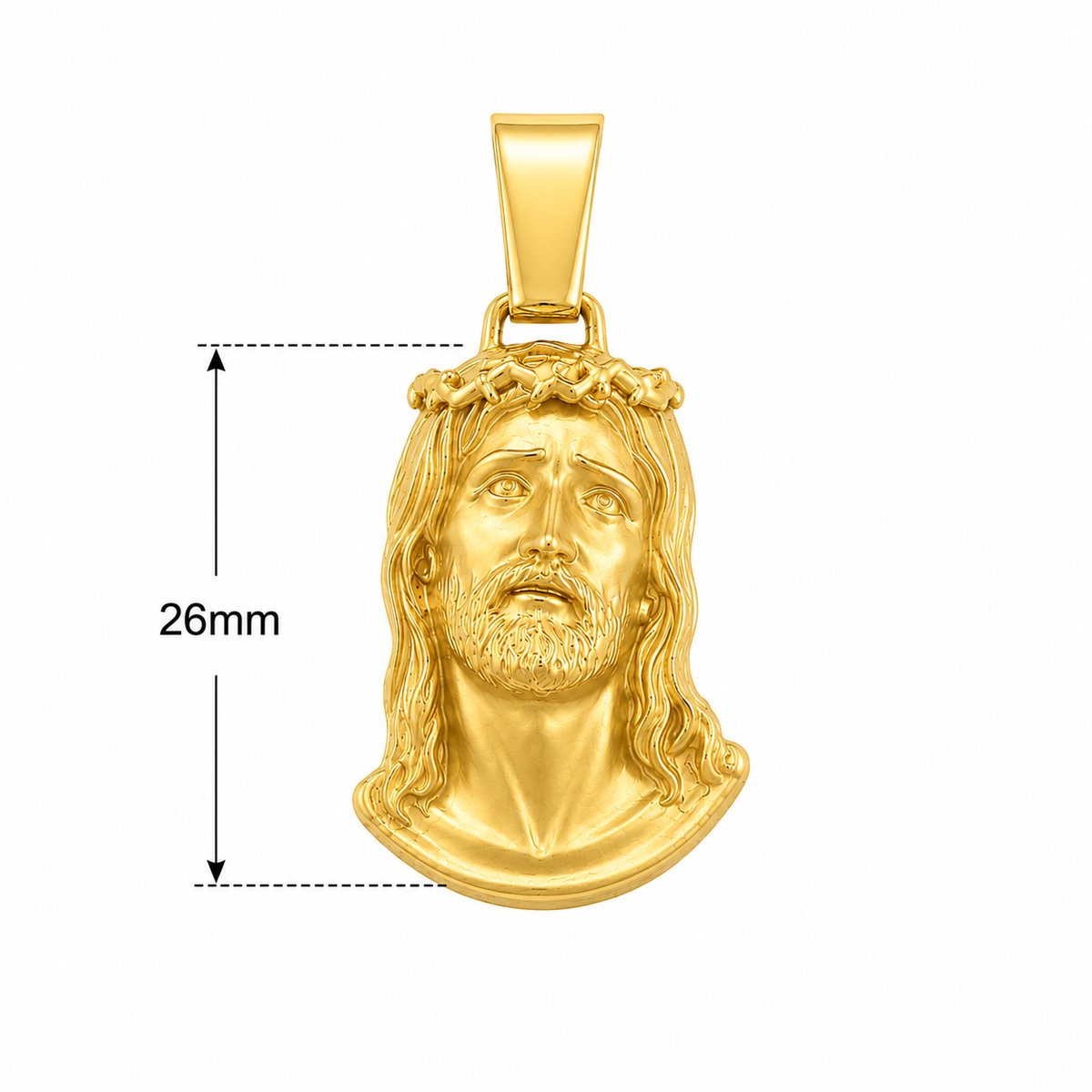18KT Yellow Gold Jesus Head Pendant
