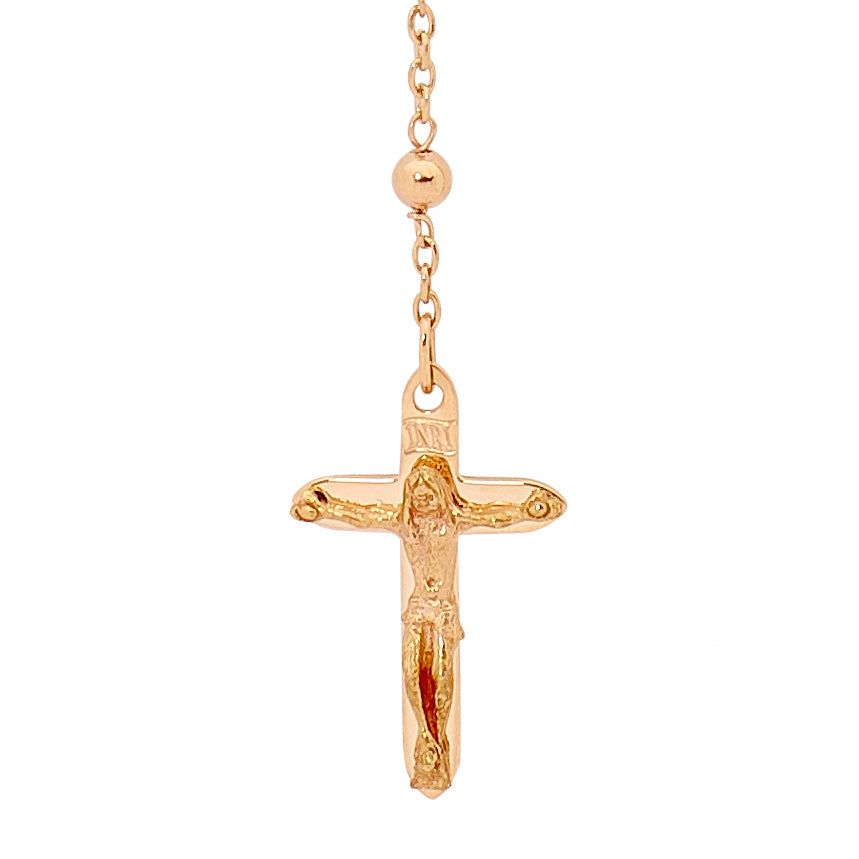 18KT Rose Gold Rosary Bead Necklace