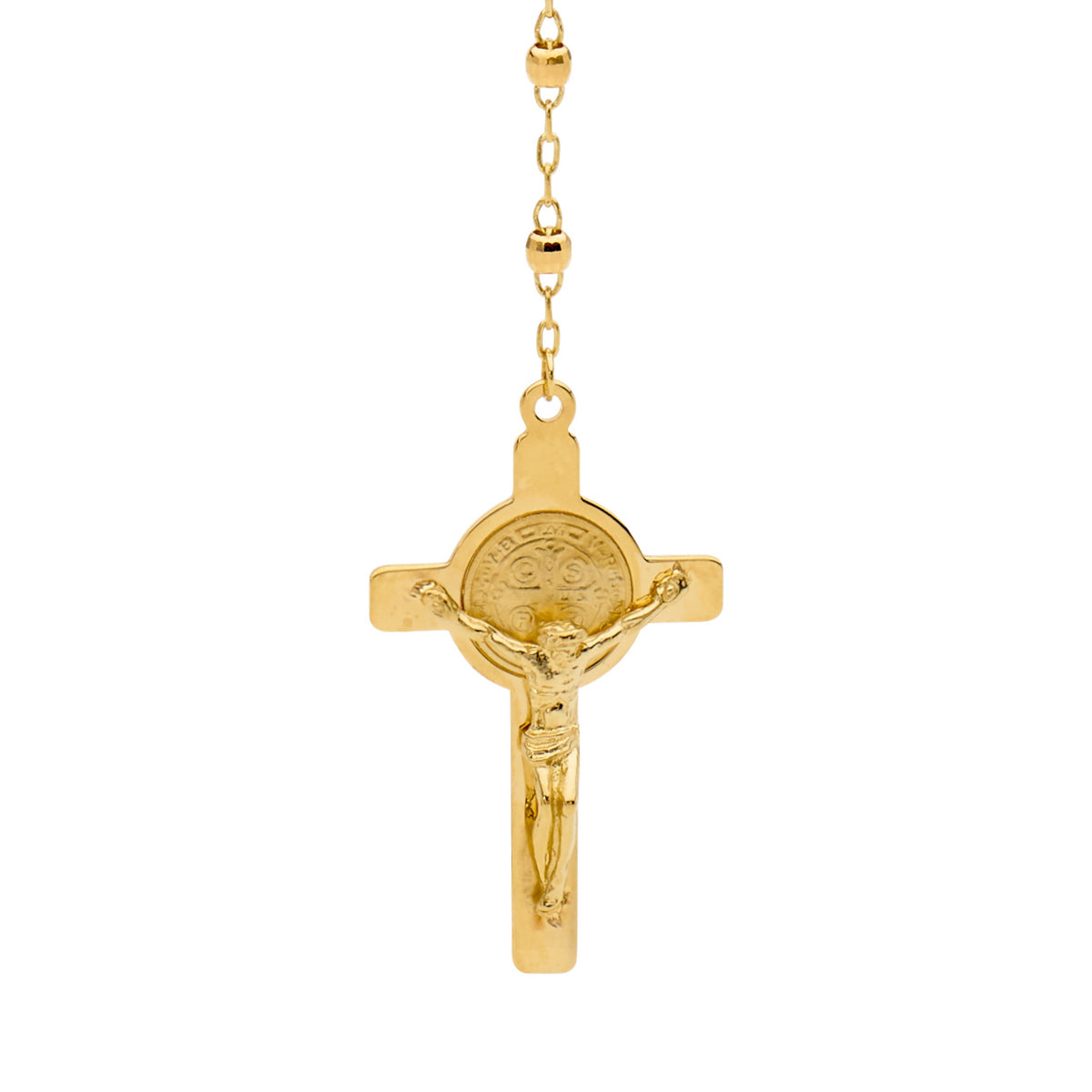 18KT Yellow Gold Diamond Cut Rosary Bead Necklace