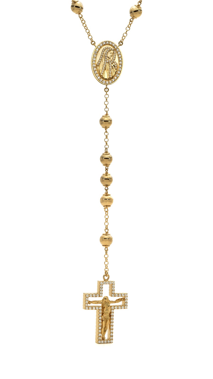 18KT Yellow Gold Diamond Rosary Necklace