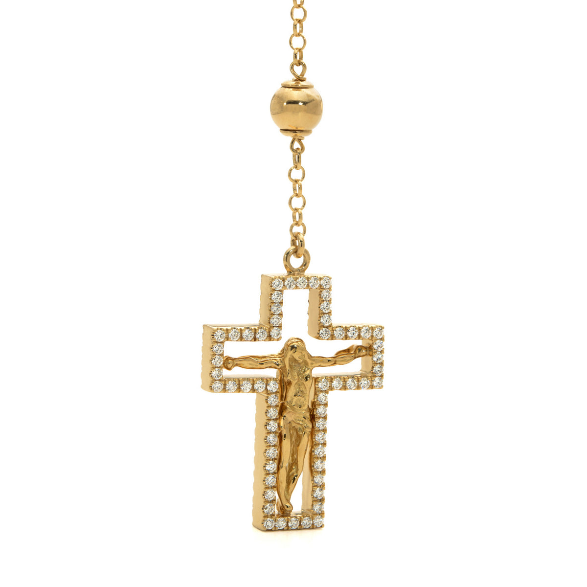 18KT Yellow Gold Diamond Rosary Necklace