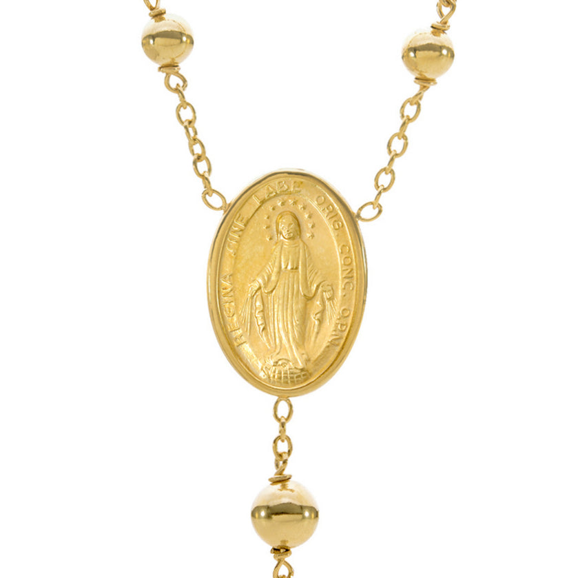 18KT Yellow Gold Rosary Bead Necklace