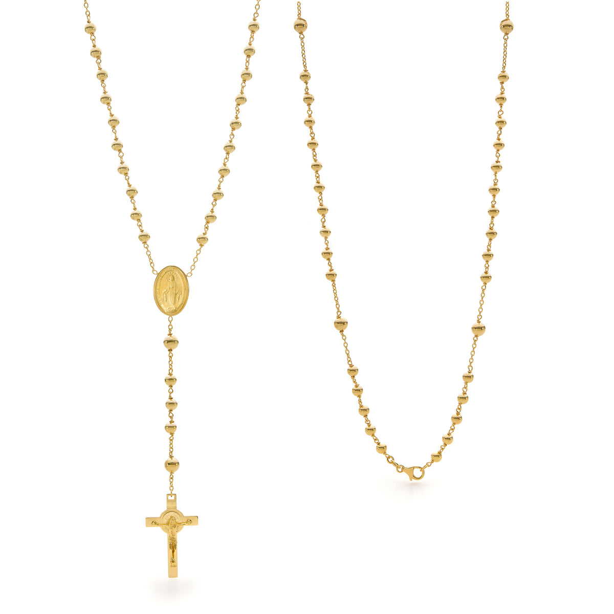 18KT Yellow Gold Rosary Bead Necklace