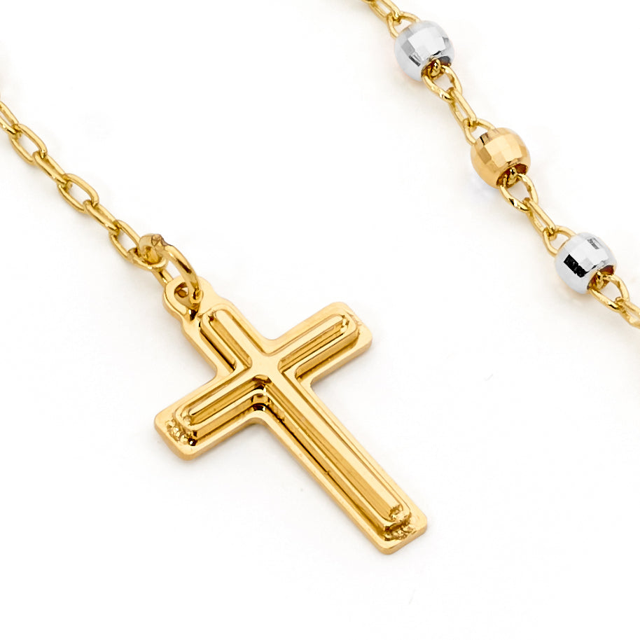 18KT Yellow & White Gold Diamond Cut Rosary Bracelet