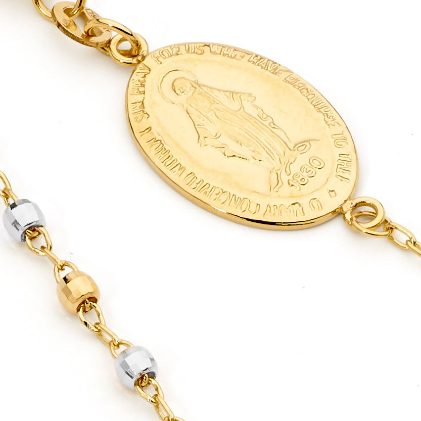 18KT Yellow & White Gold Diamond Cut Rosary Bracelet