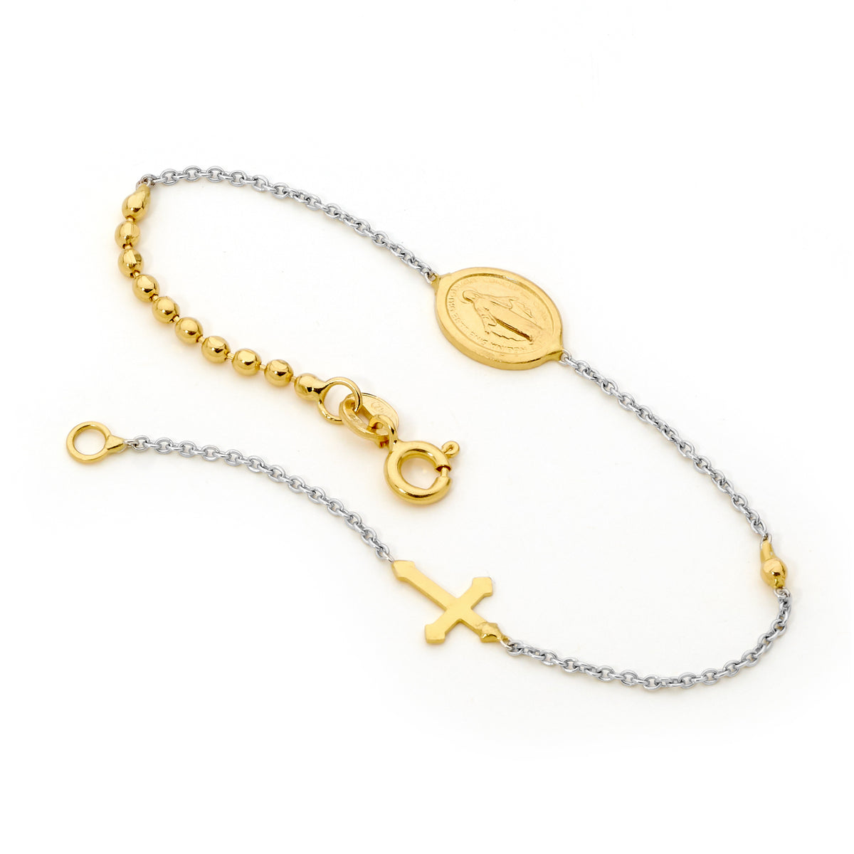 18KT Yellow and White Gold Rosary Bead Bracelet
