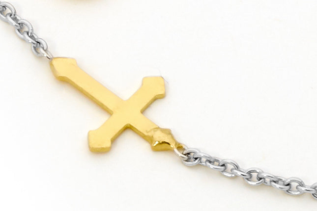 18KT Yellow and White Gold Rosary Bead Bracelet