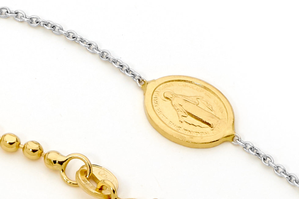 18KT Yellow and White Gold Rosary Bead Bracelet
