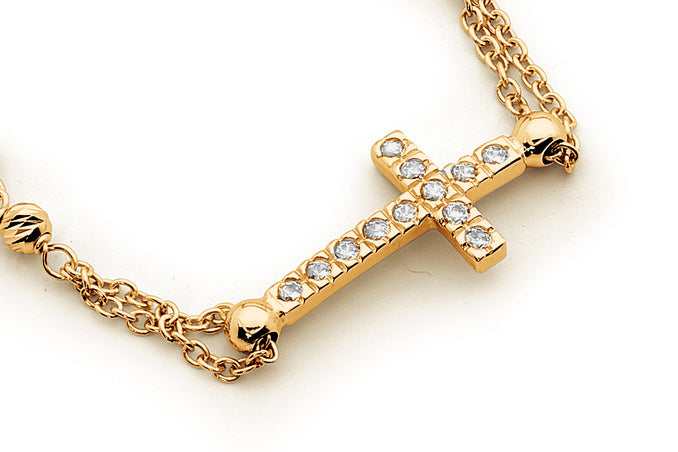 18KT Yellow Gold Diamond Cut Rosary Bracelet