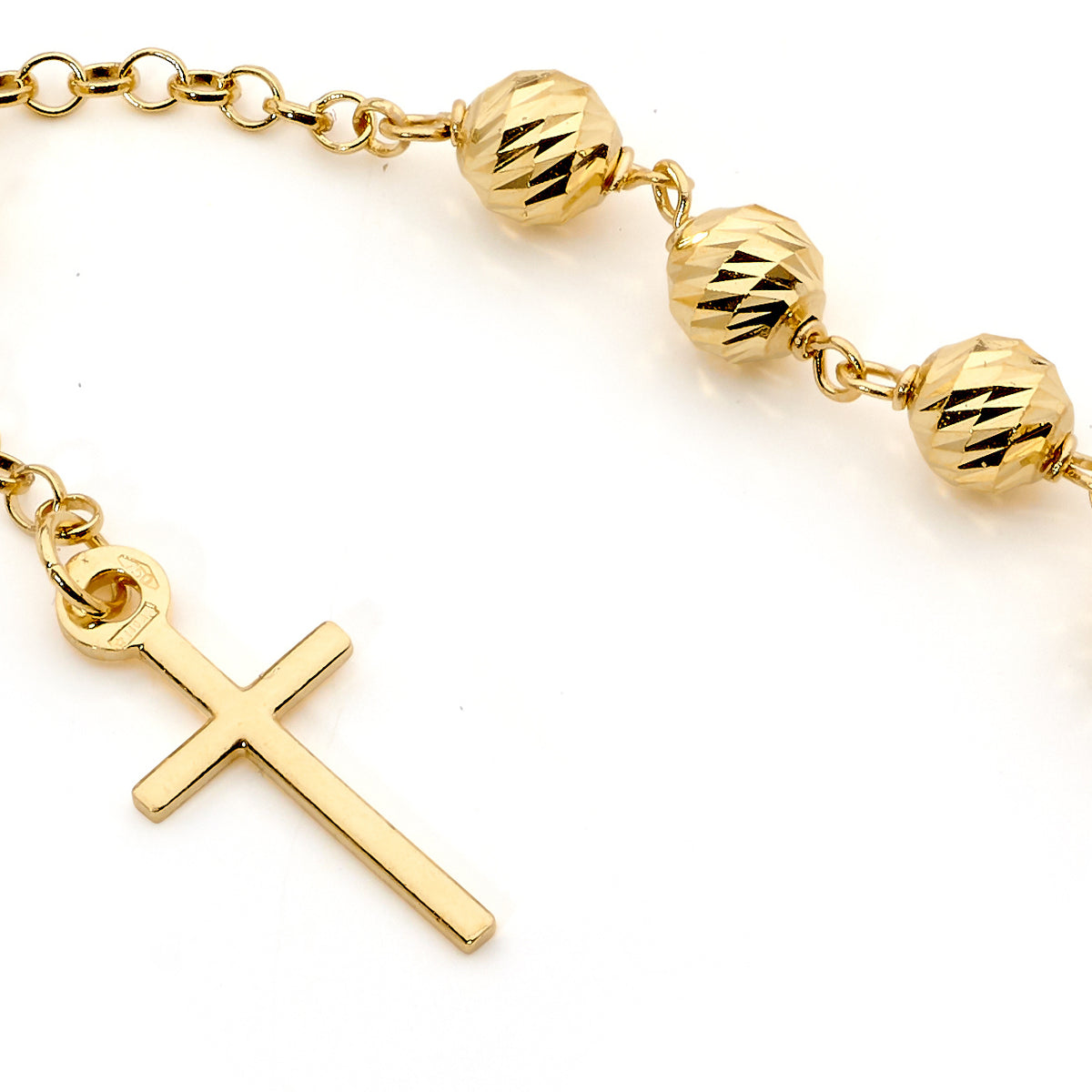 18KT Yellow Gold Diamond Cut Rosary Bracelet