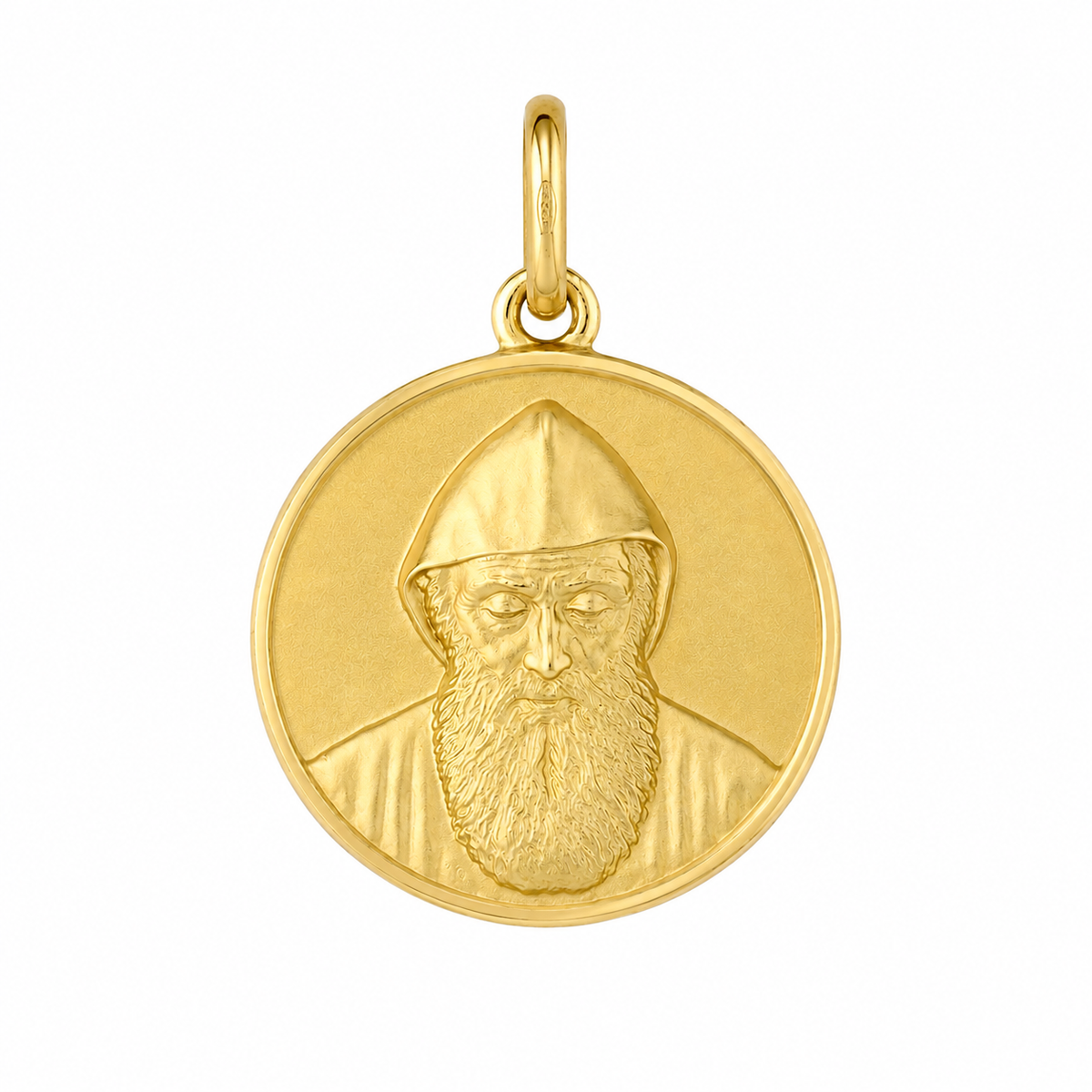 18KT Yellow Gold St Charbel Round Medal Pendant