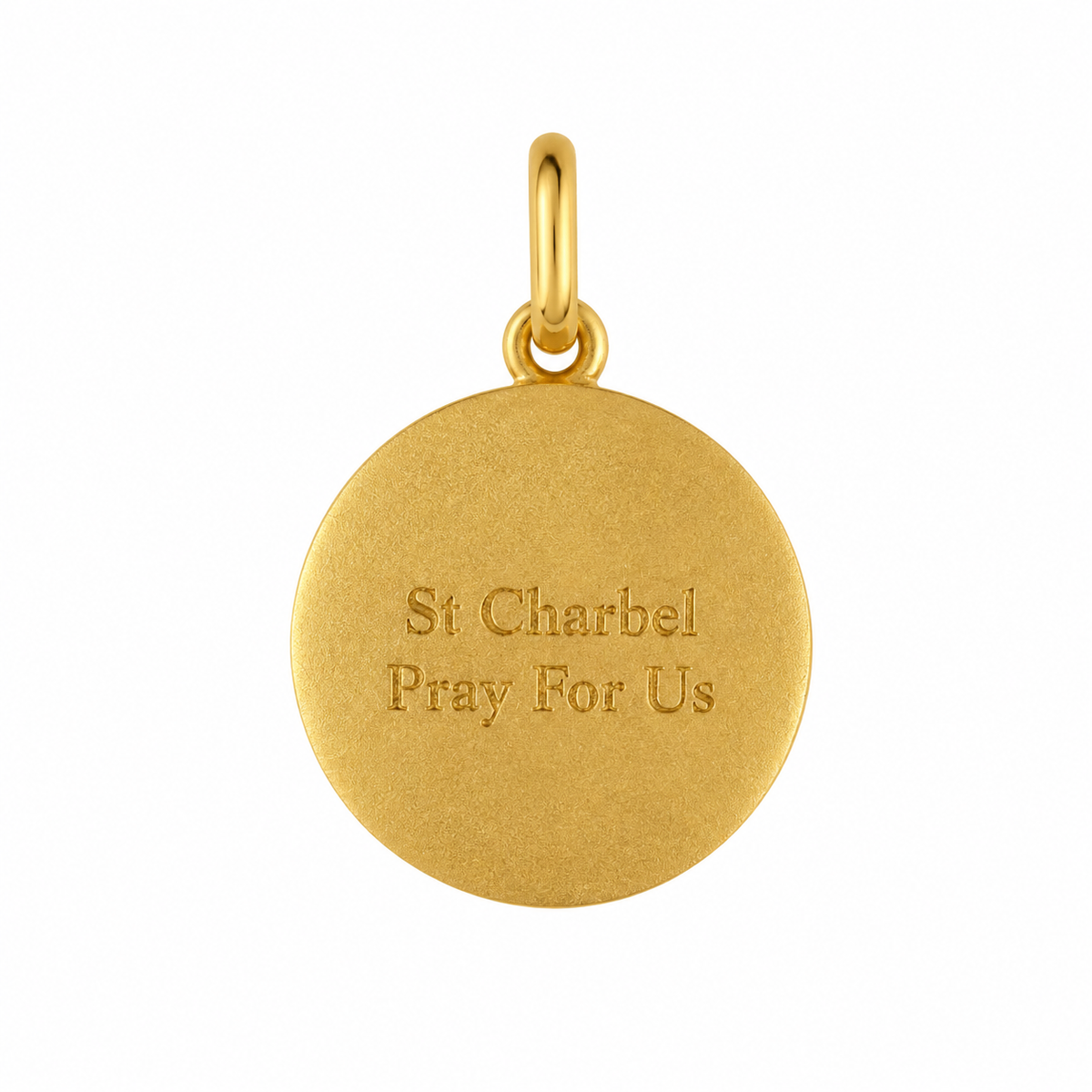 18KT Yellow Gold St Charbel Round Medal Pendant