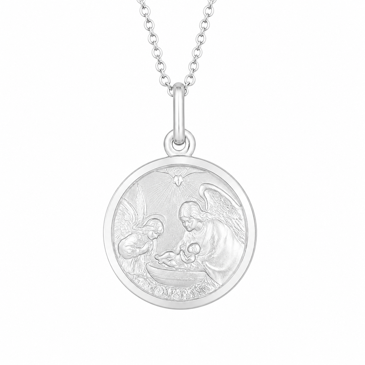 9KT White Gold Baptism Medal Pendant
