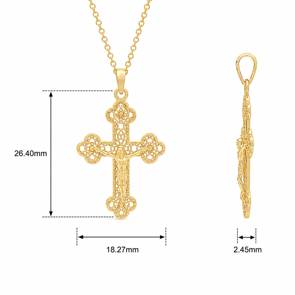 18KT Diamond Cut Yellow Orthodox Cross Pendant