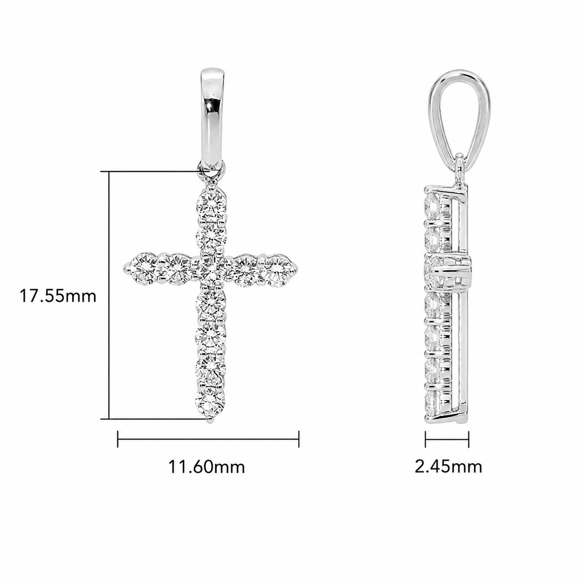 18KT White Gold Diamond Cross Pendant