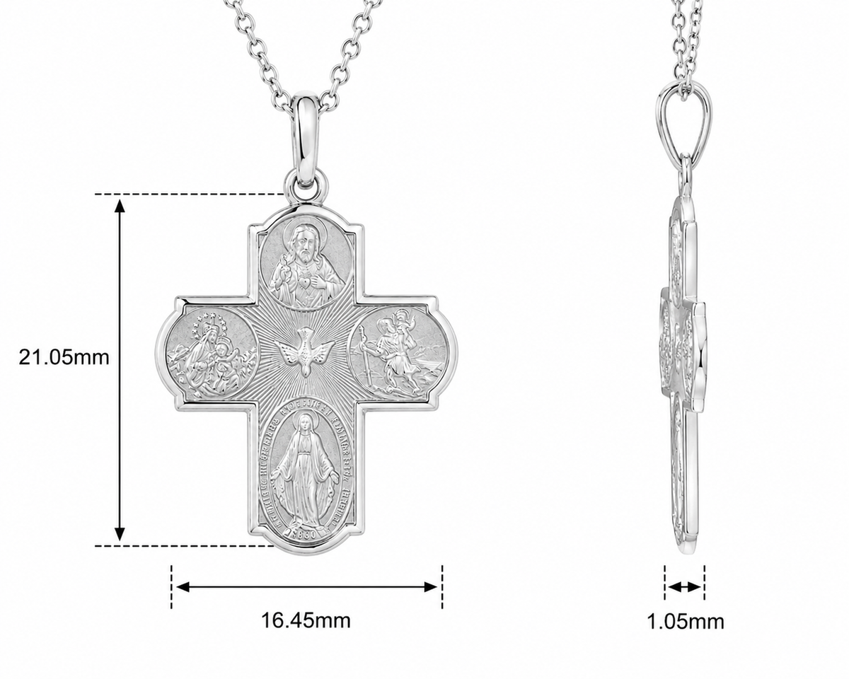 18KT White Gold Scapular Cross Pendant