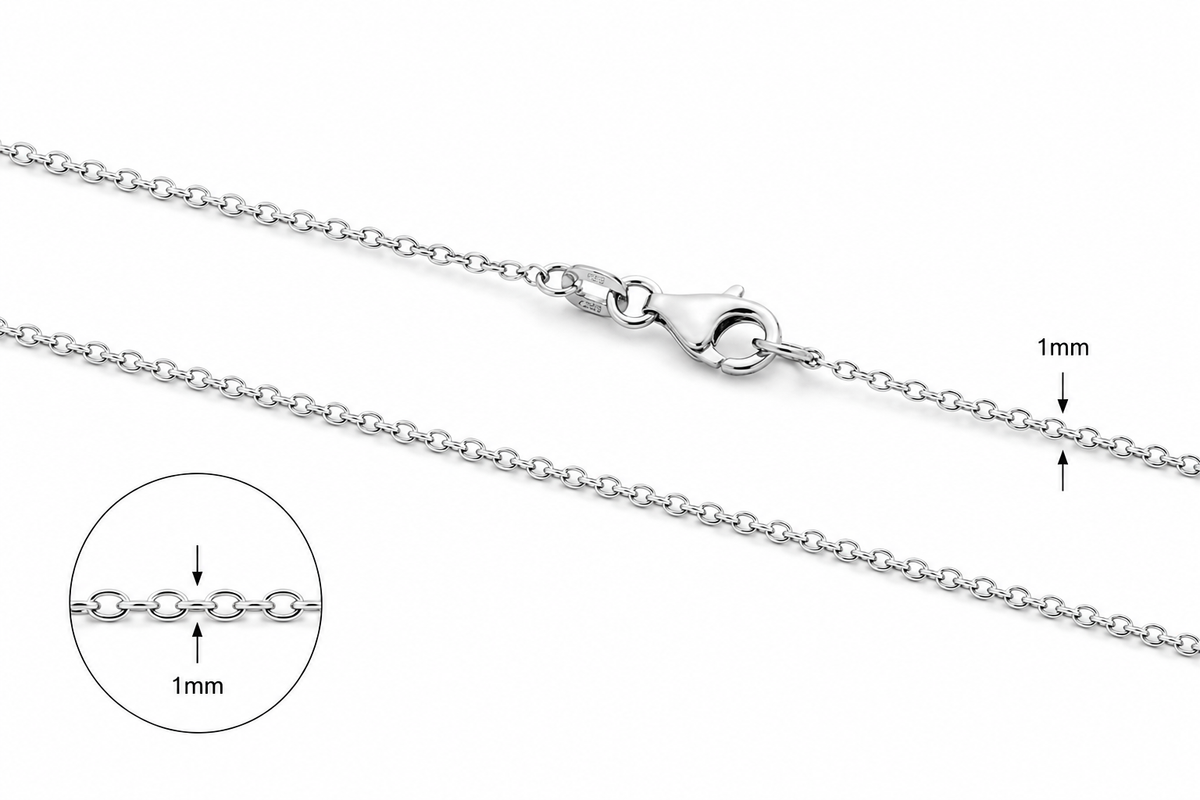 18KT White Gold Trace Chain