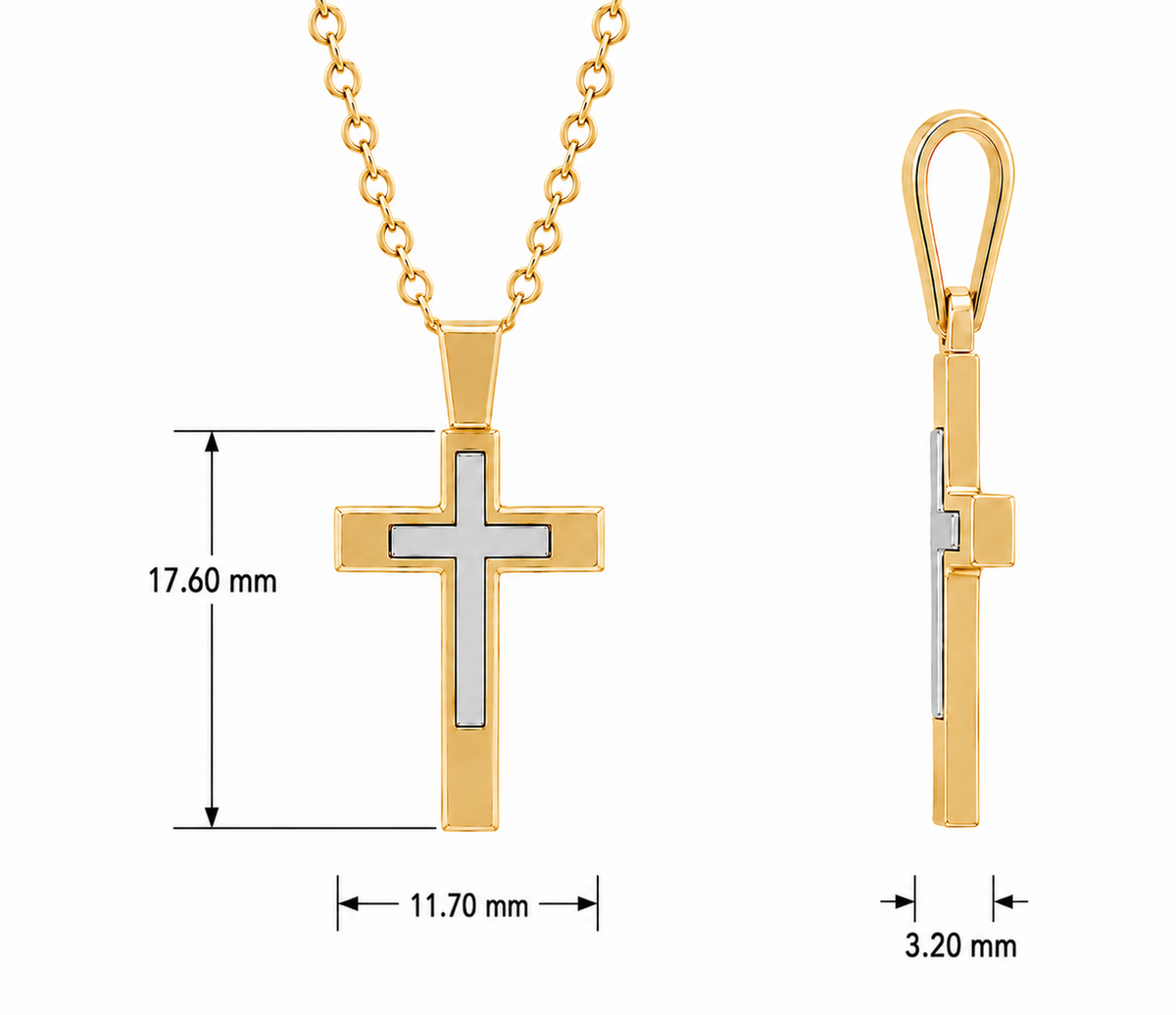 18KT Yellow and White Cross Pendant