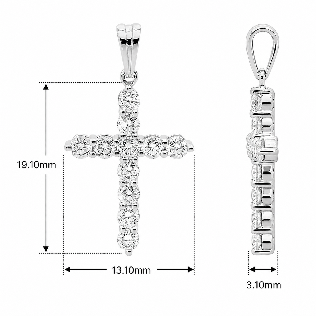 18KT White Gold Diamond Cross Pendant (Chain not included)
