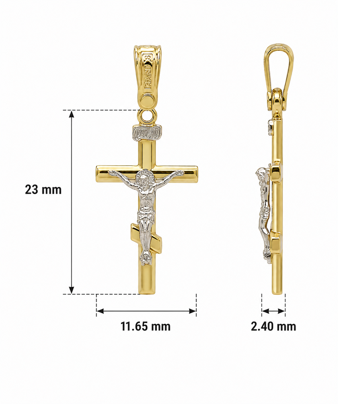18KT Yellow & White Gold Crucifix Pendant
