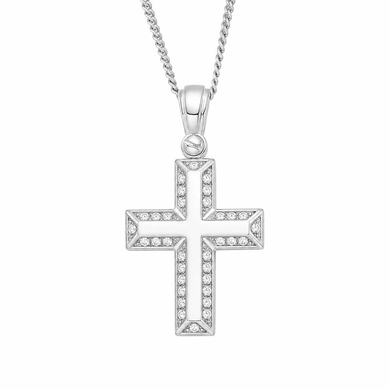 9KT White Gold Cross Pendant (Chain not included)