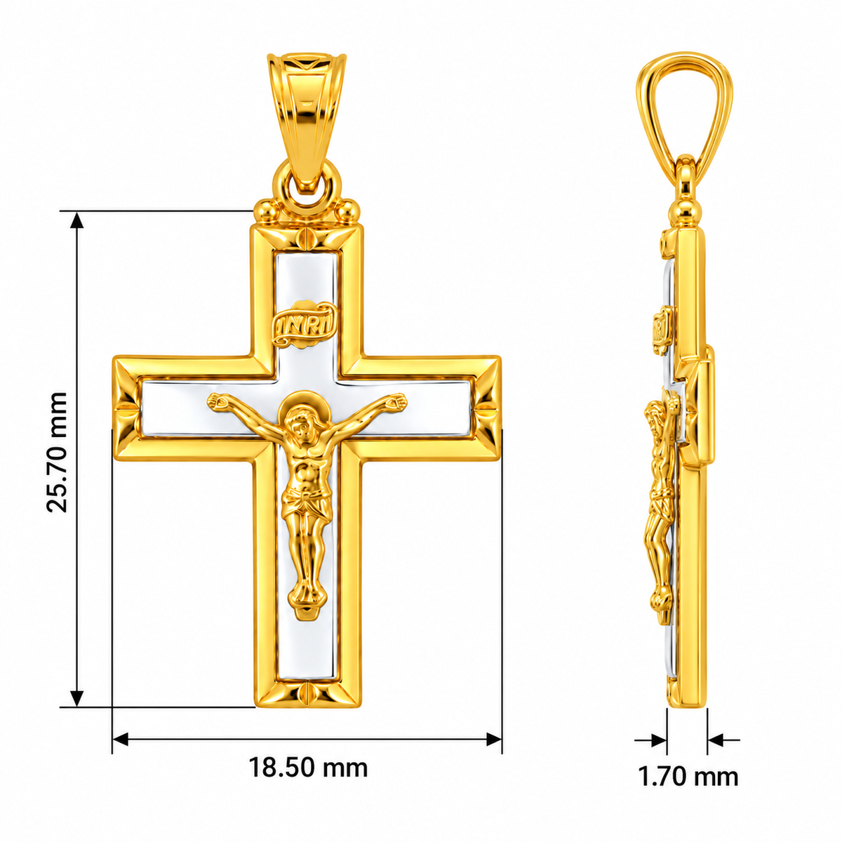 18KT Yellow and White Gold Cross Pendant