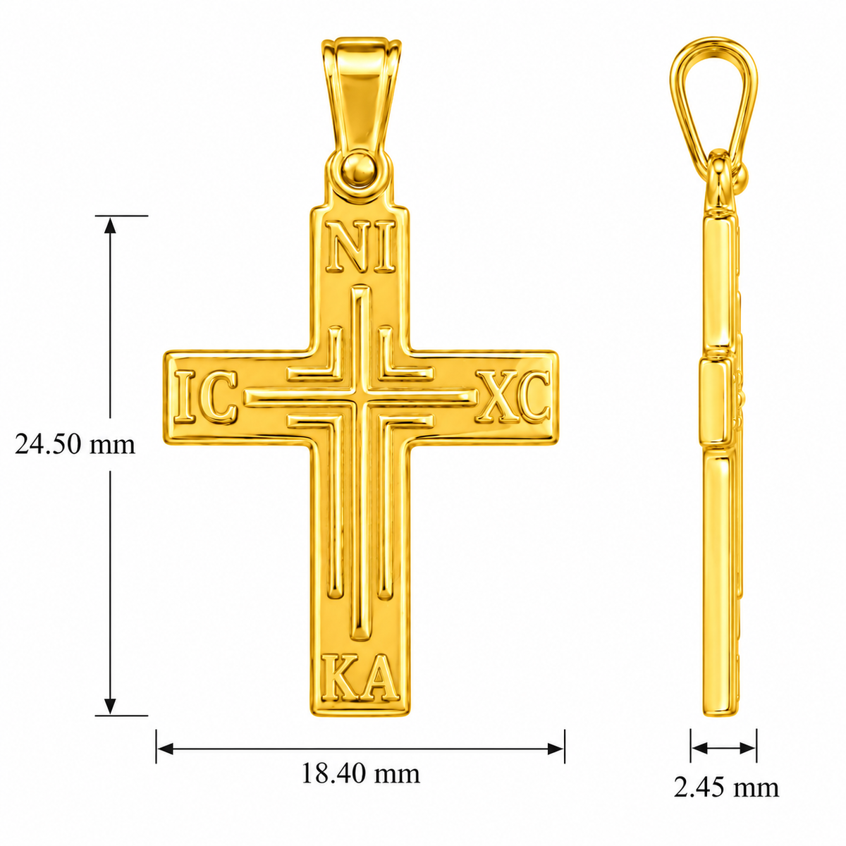 9KT Yellow Gold 2 Sided Cross Pendant