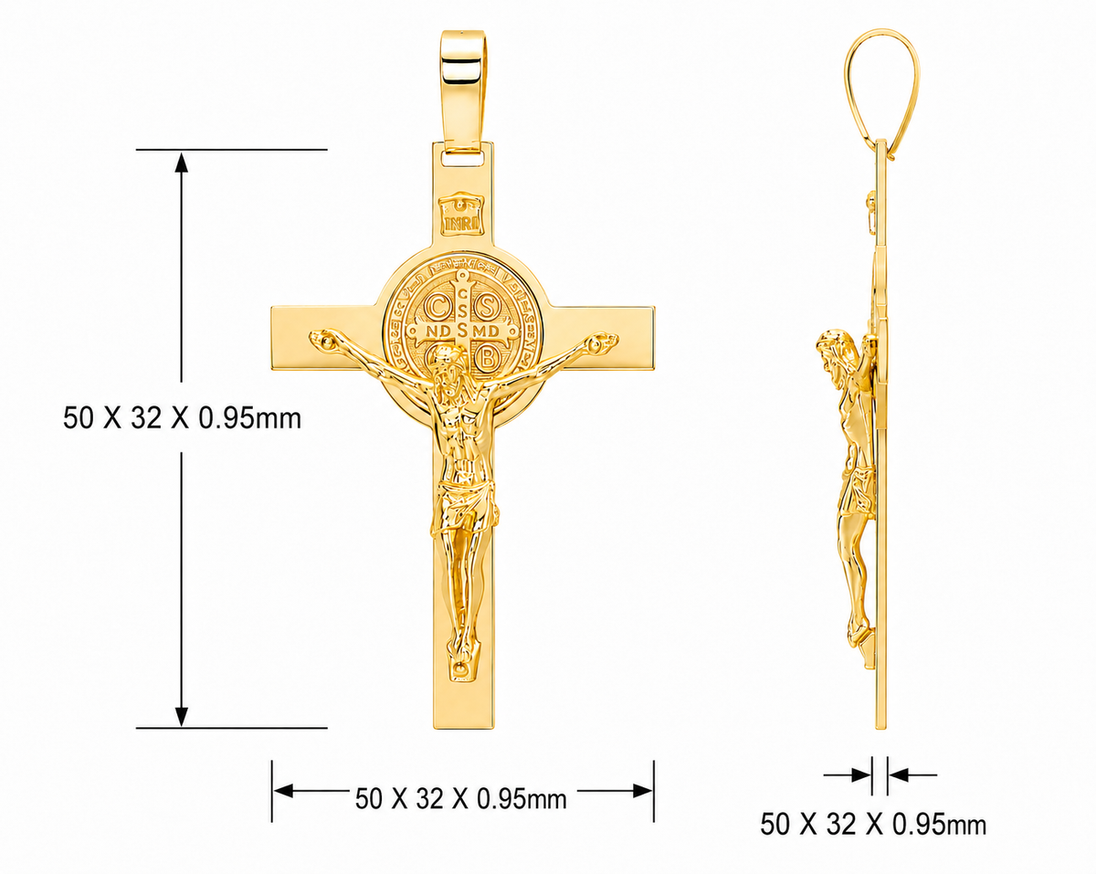 18KT Yellow Gold St Benedict Crucifix