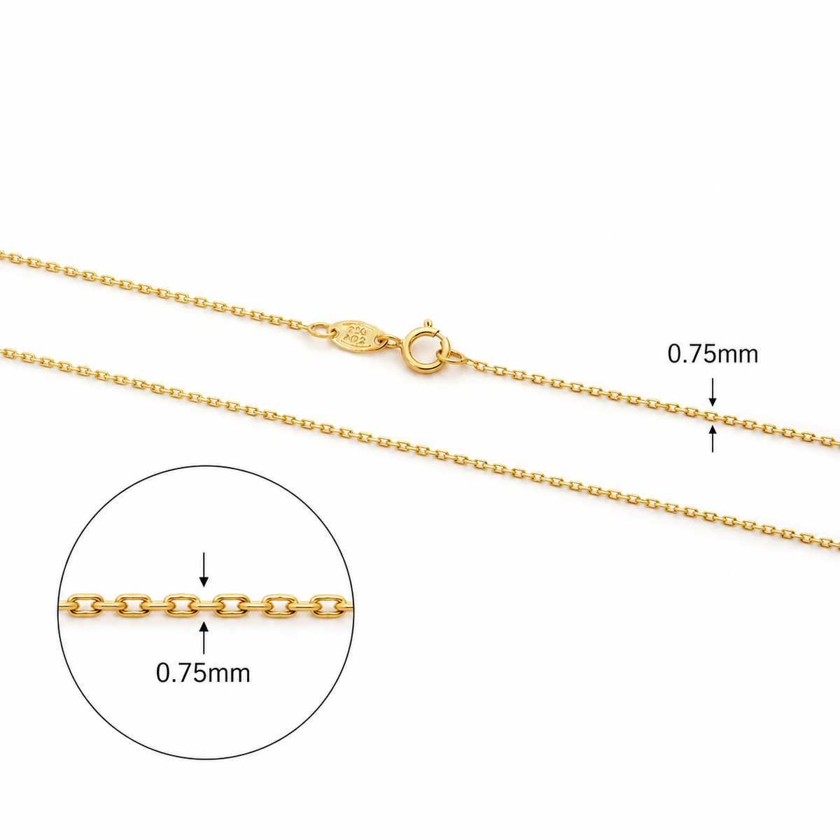 18KT Yellow Gold Diamond Cut Trace Chain