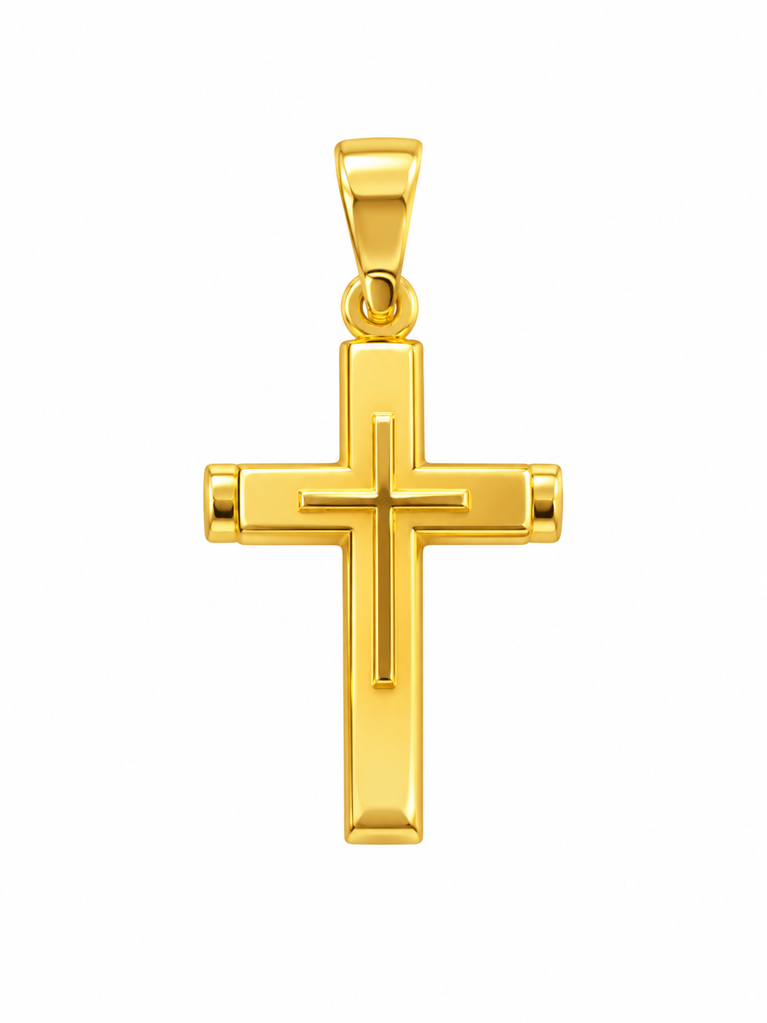 18KT Yellow Gold Shiny & Matt Cross Pendant