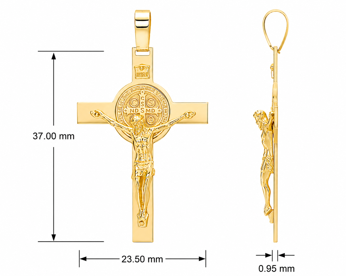 9KT Yellow Gold St Benedict Crucifix