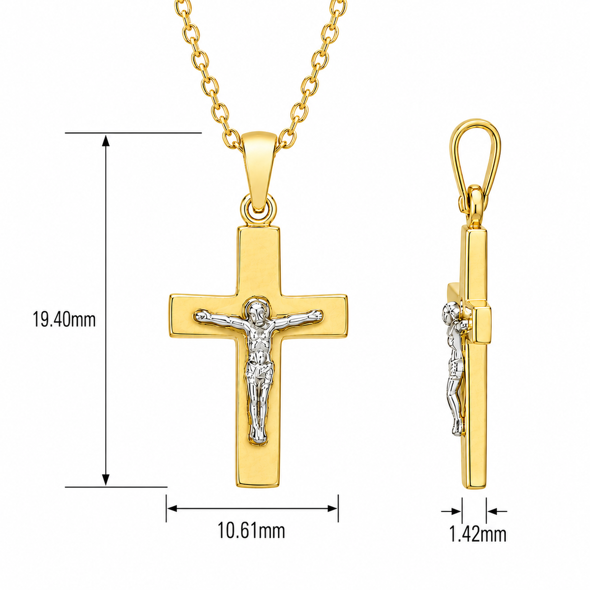 18KT Yellow White Gold Cross Pendant