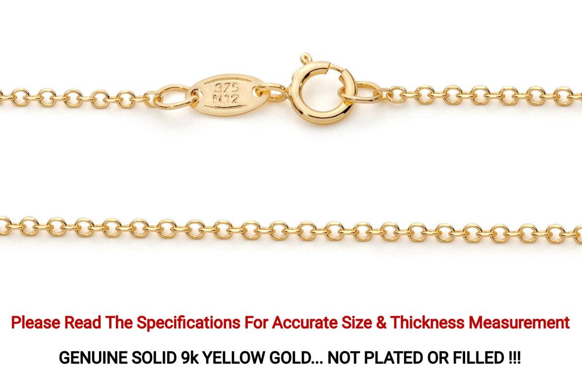 9KT Yellow Gold Diamond Cut Trace Chain