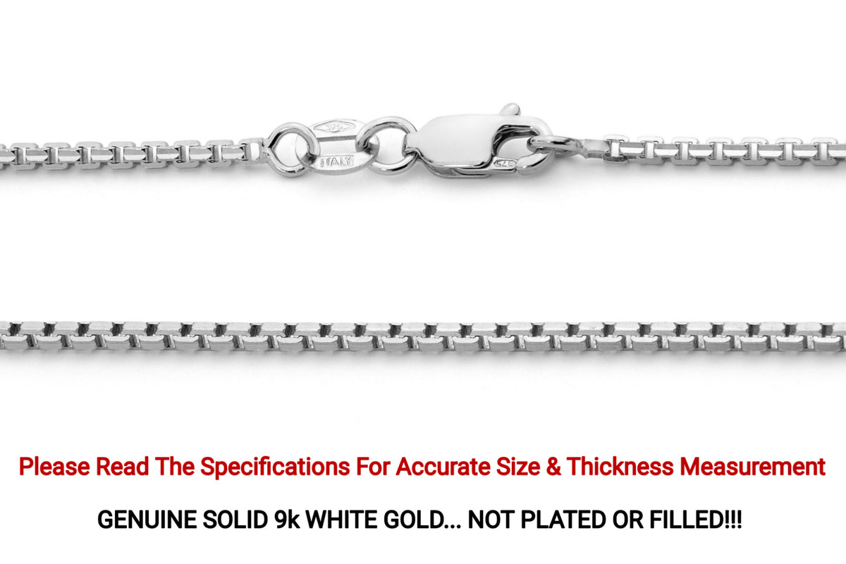 9KT White Gold Concave Box Chain