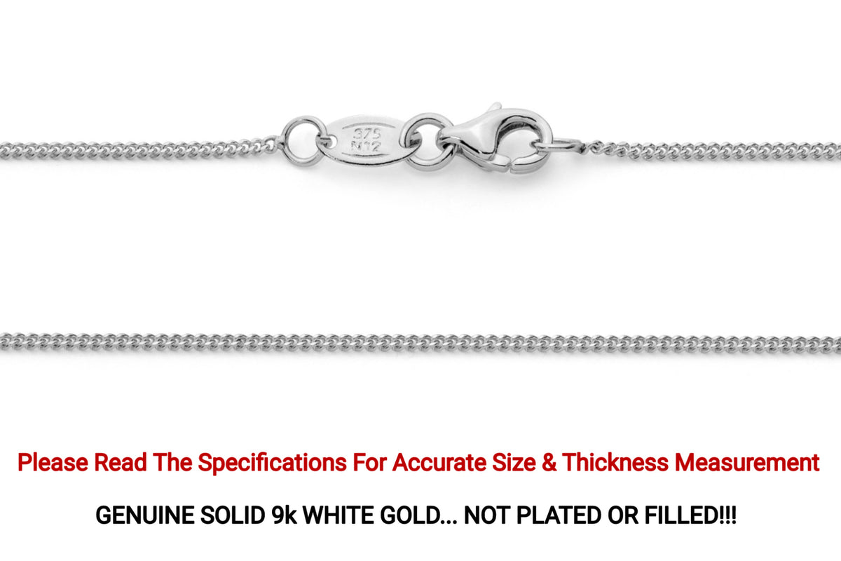 9KT White Gold Curb Chain