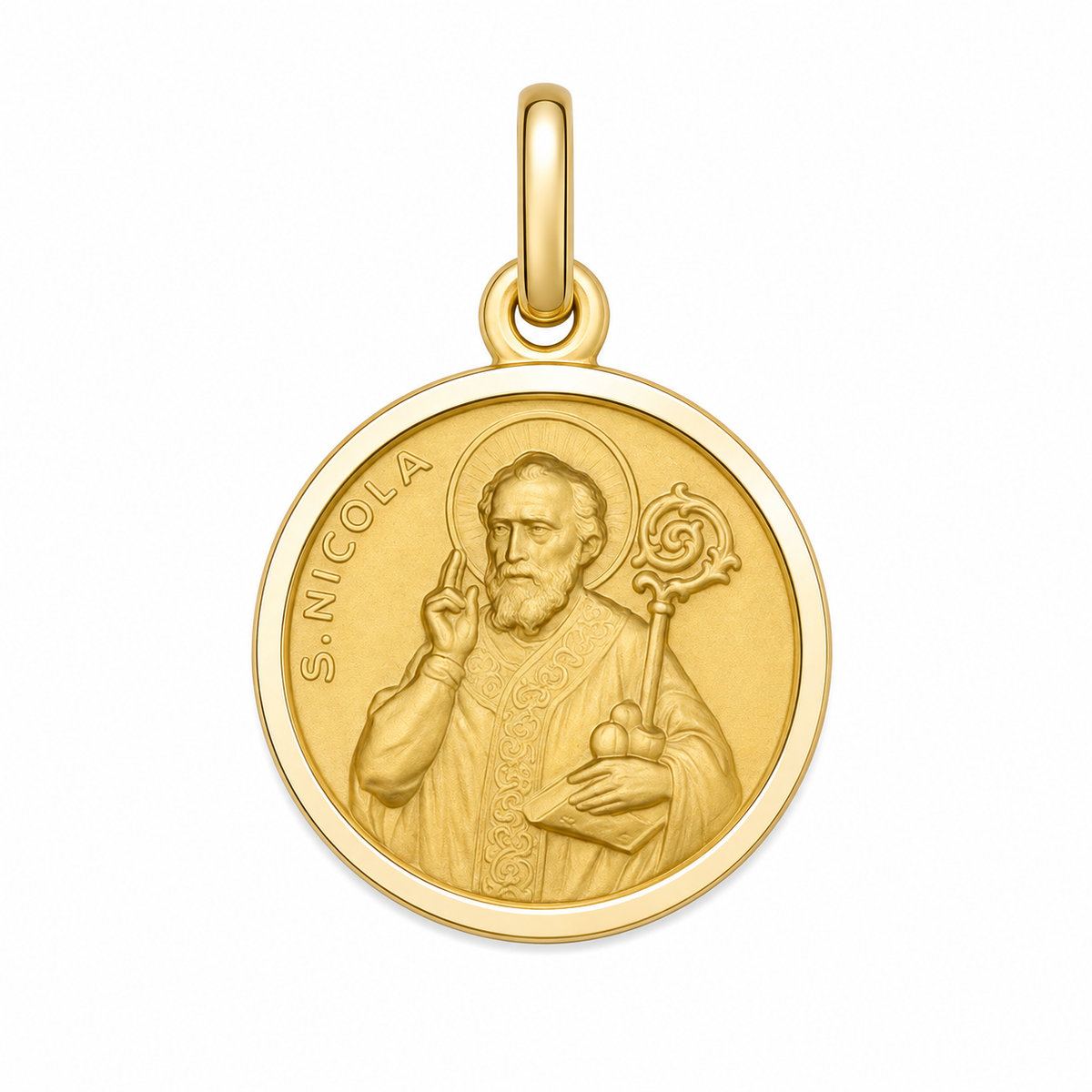 17mm 9KT Yellow Gold St Nicholas Medal Pendant