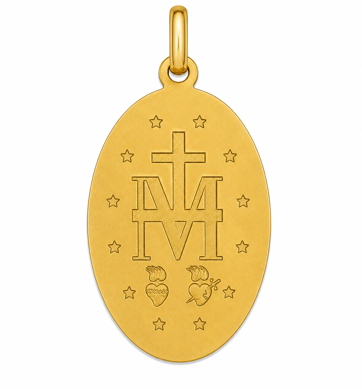 9KT Yellow Gold Enamel Our Lady of Miraculous Medal Pendant
