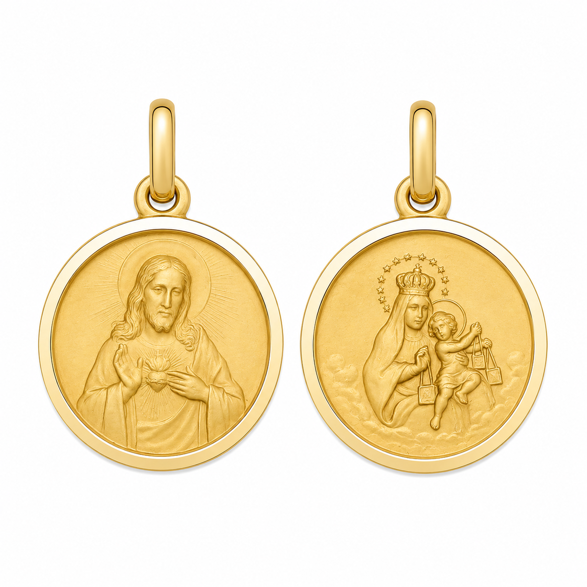 17mm 9KT Yellow Gold Scapular Medal Pendant - Size 17mm