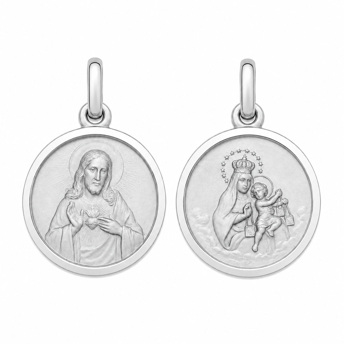 15mm 9KT White Gold Scapular Medal Pendant