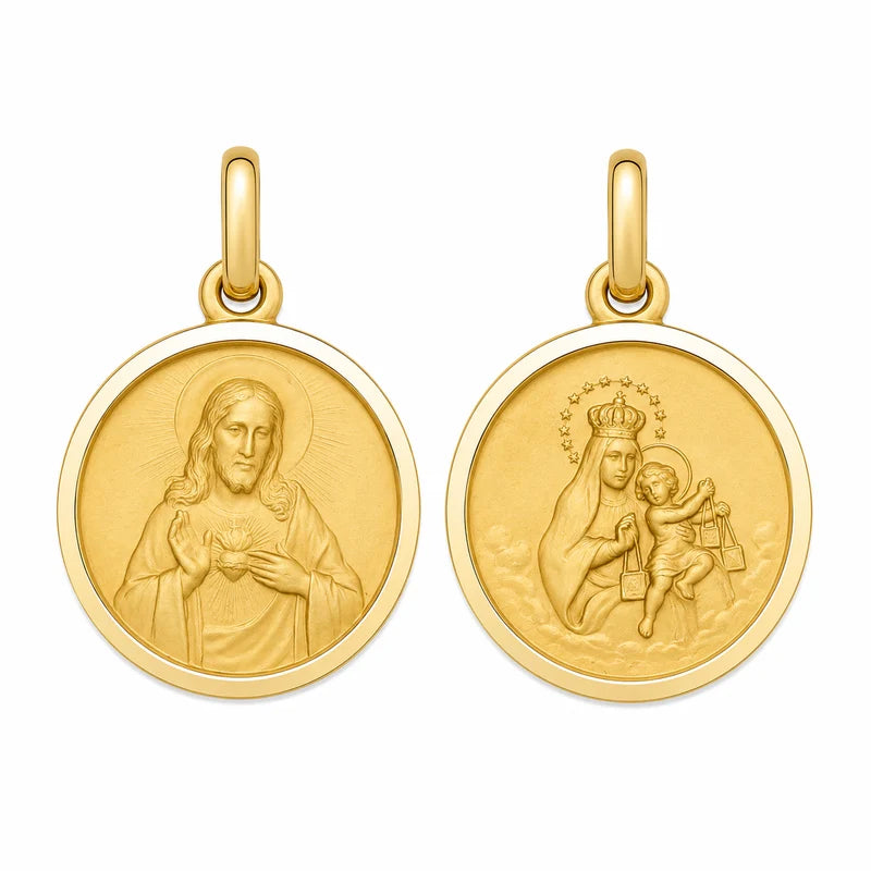 15mm Gold Plated Sterling Silver Scapular Medal Pendant