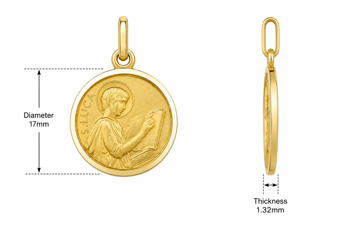 17mm 9KT Yellow Gold St Luke Medal Pendant