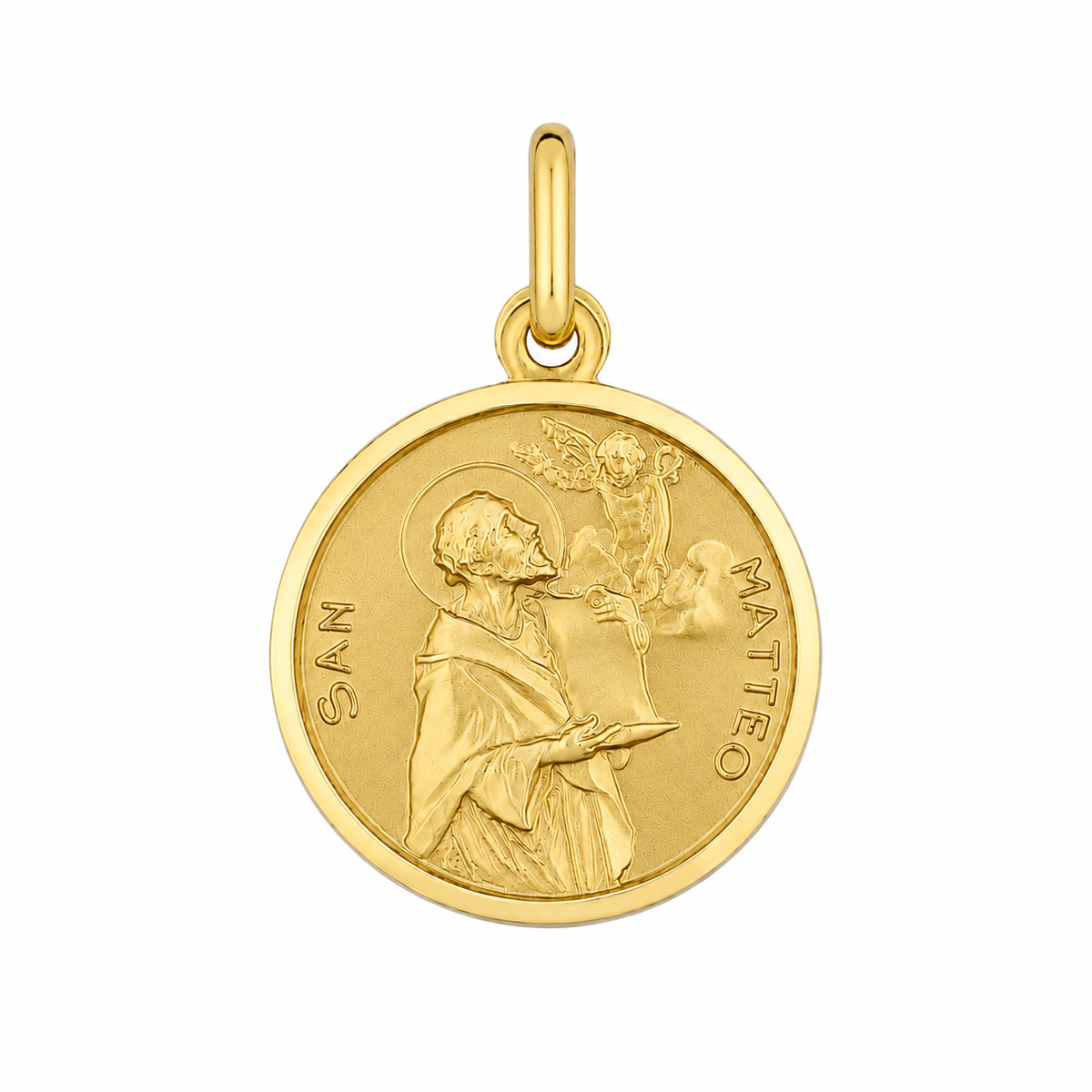 17mm 9KT Yellow Gold St Matthew Medal Pendant