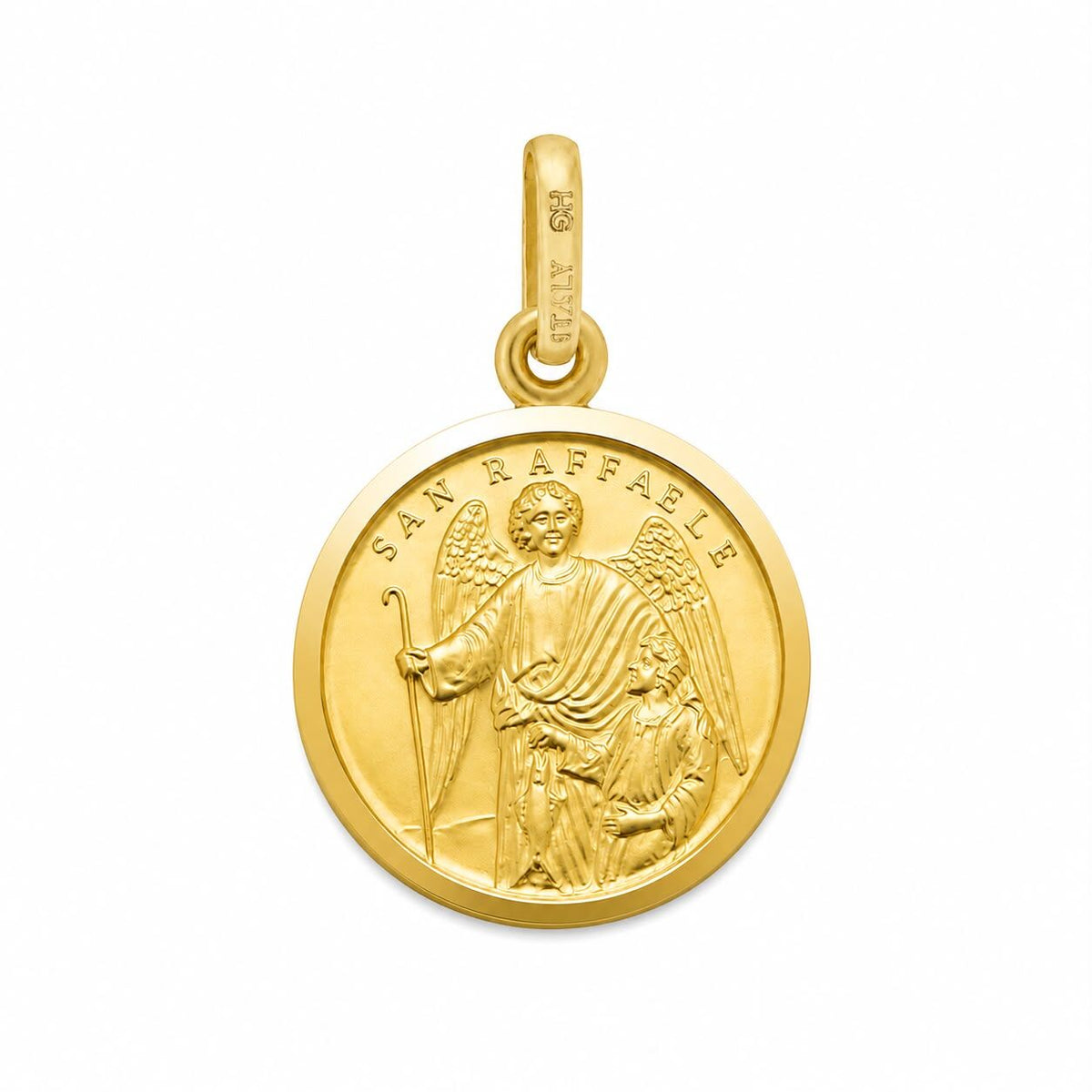 15mm 9KT Yellow Gold St Raphael Medal Pendant