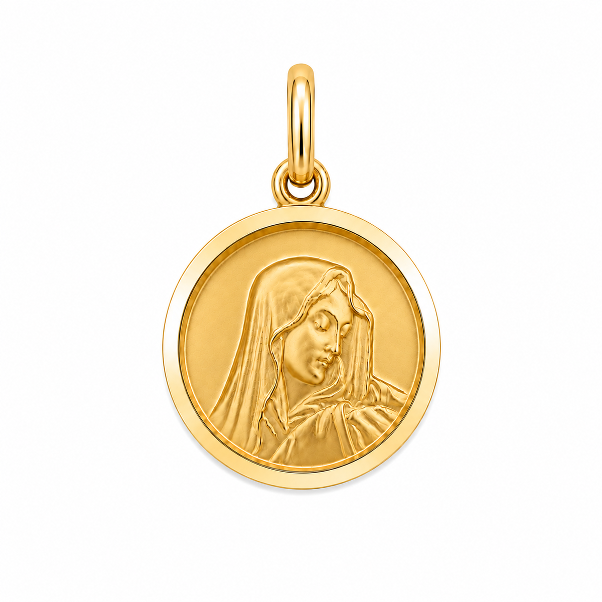15mm 9KT Yellow Gold Our Lady of Sorrow Medal Pendant