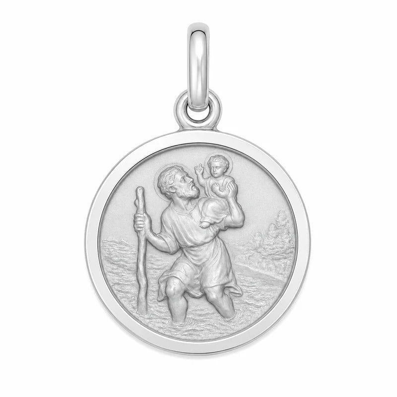 17mm Sterling Silver St Christopher Medal Pendant