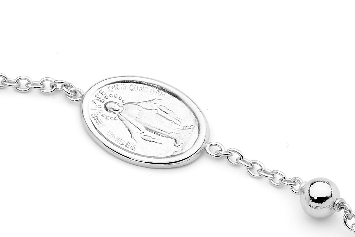 9KT White Gold Black Onyx Rosary Bead Bracelet